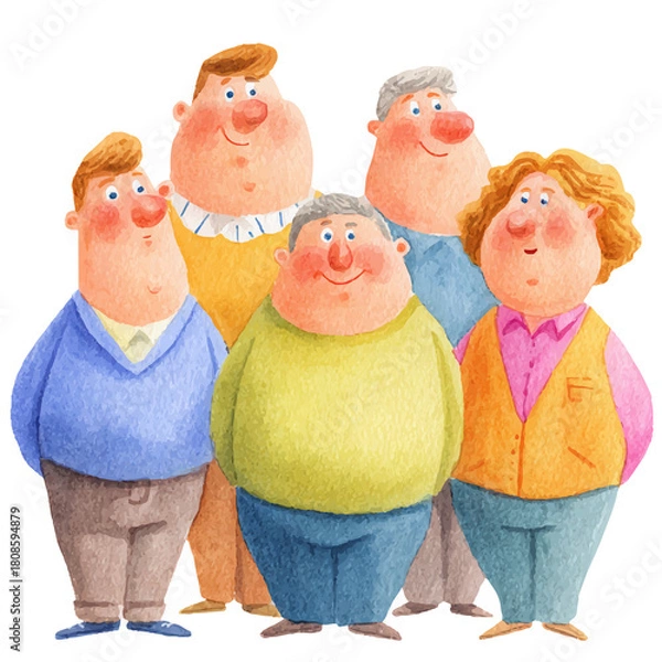 Obraz group of fat elderry man