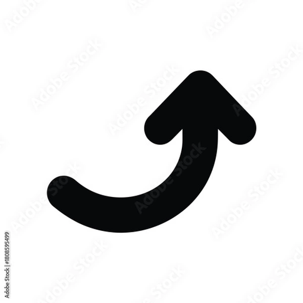 Fototapeta Black curved arrow pointing upwards and to the right