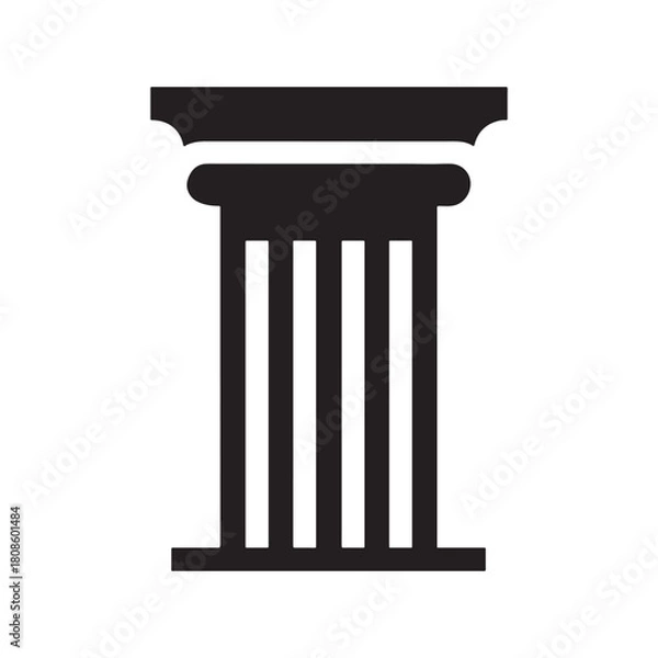 Fototapeta Vector illustration of ancient Greek or Roman columns in the Doric and Ionic architectural styles, isolated on white for a classic temple icon