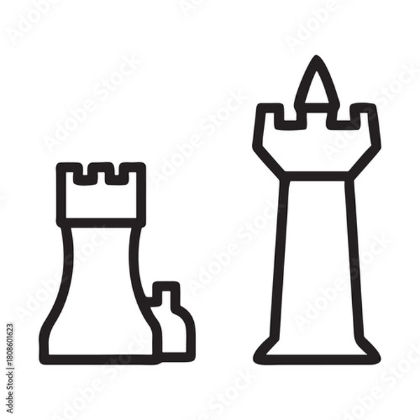 Fototapeta Vector icon silhouette set for a chess pawn game logo design or technology pillar symbol illustration