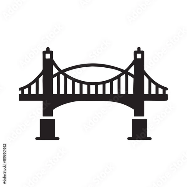 Fototapeta Vector illustration of the iconic Golden Gate Bridge, a suspension bridge landmark over the San Francisco Bay in California, connecting the city and serving as vital transportation highway beneath the