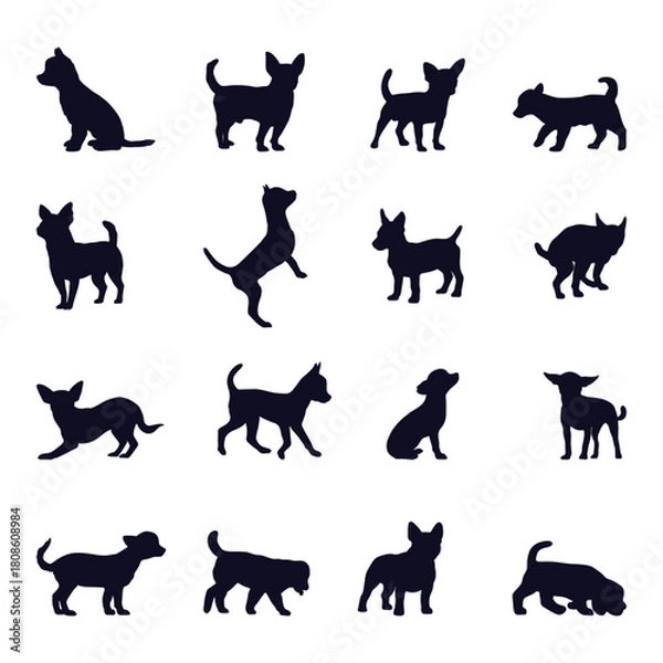 Fototapeta Dog Silhouette Collection Playful Poses and Actions