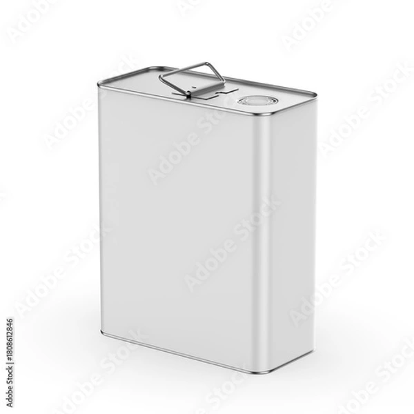 Fototapeta Metal Tin Can with metal Cap and Handle For Branding and Blank 
mock up 3d illustration.