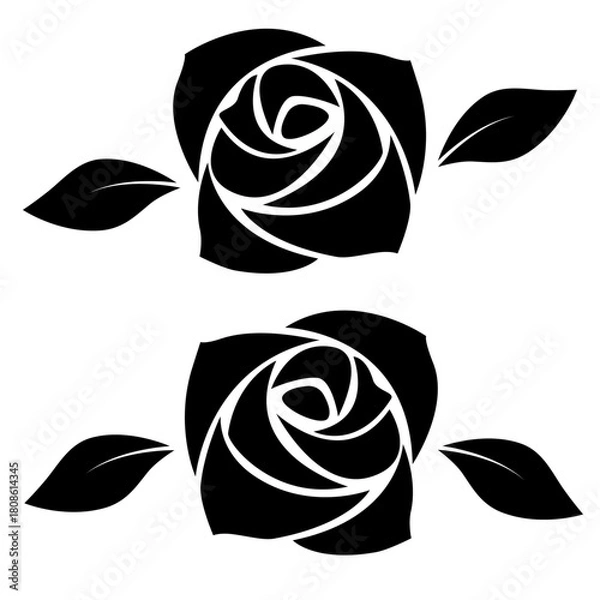 Obraz シンプルなバラのシルエットイラスト