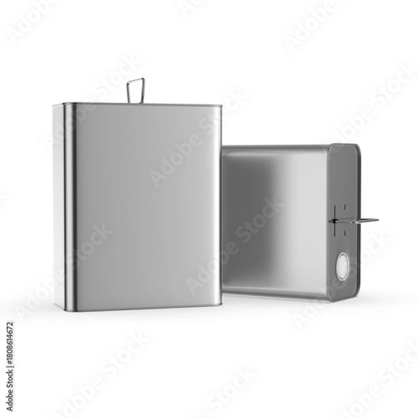 Fototapeta Metal Tin Can with metal Cap and Handle For Branding and Blank 
mock up 3d illustration.