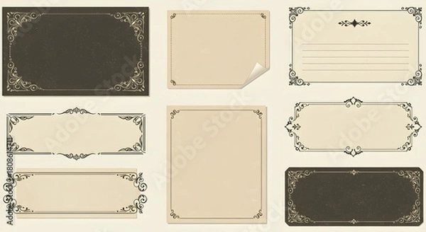 Obraz Ornate Vintage Frames Collection Elegant Decorative Borders and Classic Design Templates for Invitations Certificates and Graphic Projects