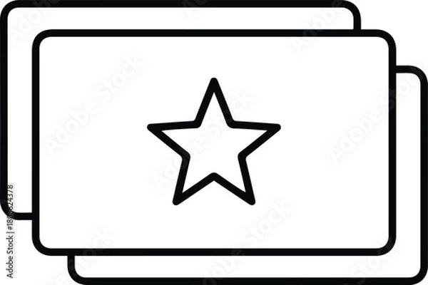 Fototapeta Flashcards Study Line Icon - Learning and Education Star Symbol