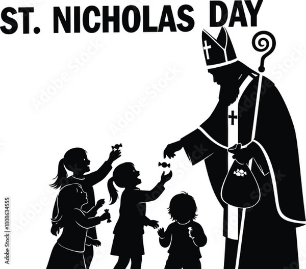 Obraz Saint Nicholas Day with Saint Nicholas and children