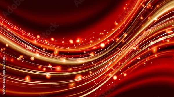 Obraz 赤とゴールドのエレガントな光の軌跡背景.Generative AI