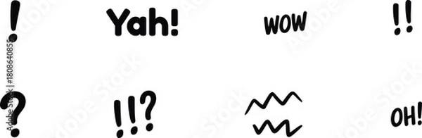 Obraz Black and White Comic Style Exclamations and Symbols text word