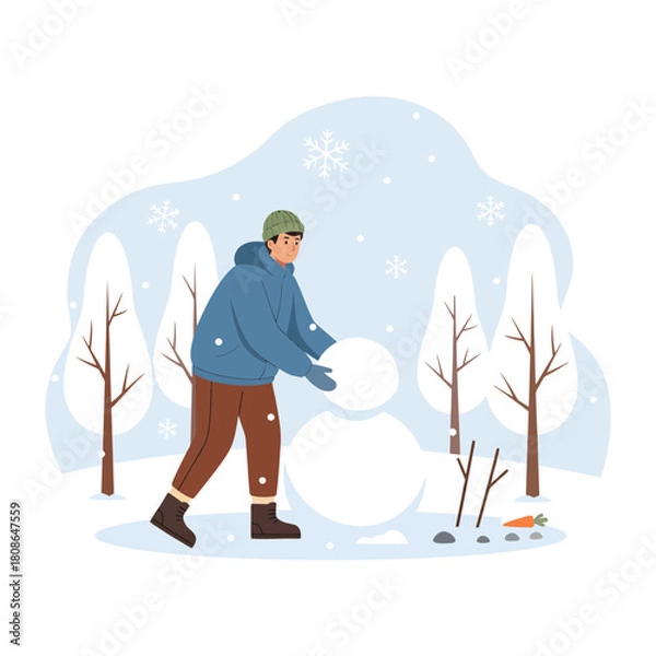 Fototapeta Joyful Snow Day: Create Your Own Snowman