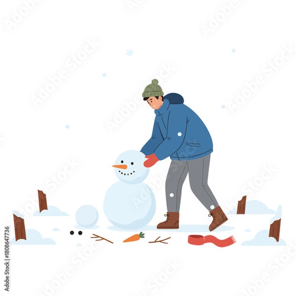 Fototapeta Joyful Snow Day: Create Your Own Snowman