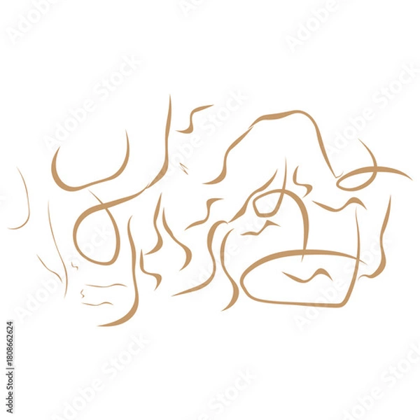 Fototapeta Abstract Brown Line Art Minimalist Scribble Drawing Modern Artistic Shape Pattern Creative Illustration