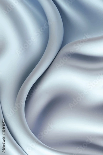 Fototapeta Elegant blue gray silk fabric background. Textile texture. Vector illustration	