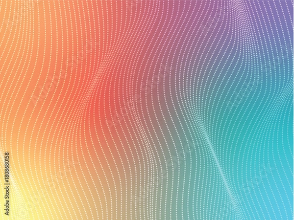 Obraz Abstract colorful wavy dot pattern background. Modern fluid gradient half-tone texture. Creative spectrum blend for technology or trendy poster design.
