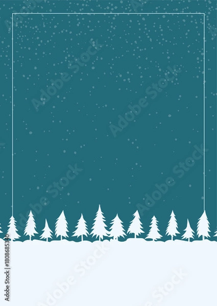 Fototapeta Customizable Christmas sale banner illustration template in a tree shaped frame with snowflakes and red berries designed for responsive web and app use.	