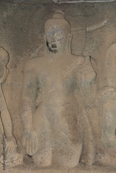 Fototapeta Pandavleni or The Trirashmi Caves or Nashik Caves, a group of twenty-four Hinayana Buddhist caves, a holy Buddhist and Jain site, The cave has images of Buddhas, Bodhisattvas sculptures, Nashik, India