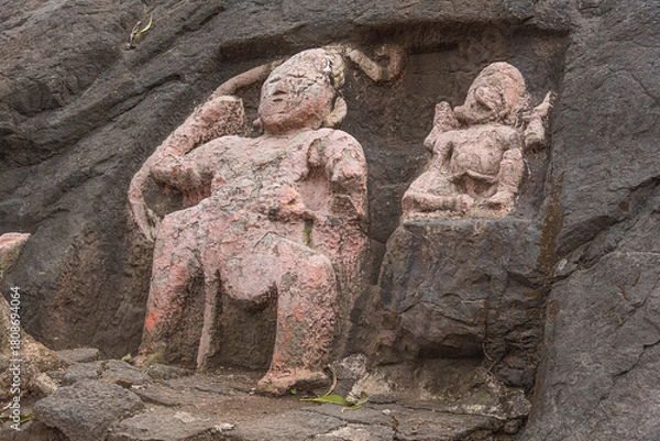 Fototapeta Pandavleni or The Trirashmi Caves or Nashik Caves, a group of twenty-four Hinayana Buddhist caves, a holy Buddhist and Jain site, The cave has images of Buddhas, Bodhisattvas sculptures, Nashik, India