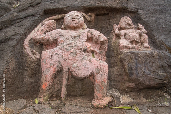Fototapeta Pandavleni or The Trirashmi Caves or Nashik Caves, a group of twenty-four Hinayana Buddhist caves, a holy Buddhist and Jain site, The cave has images of Buddhas, Bodhisattvas sculptures, Nashik, India