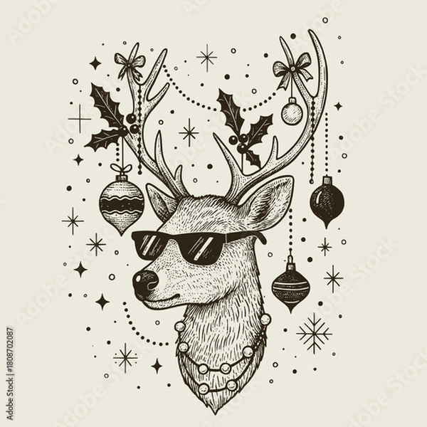 Obraz Festive Deer Vector Illustration
