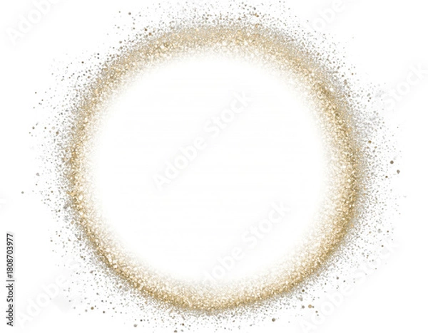 Fototapeta Glittering golden circle frame on transparent background, perfect for adding a touch of elegance and sparkle