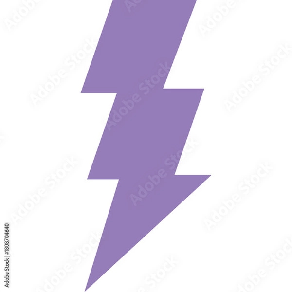 Obraz Purple Bolt Lightning Symbol Icon Against White Background Simple Flat Design Abstract Energy Power Symbol