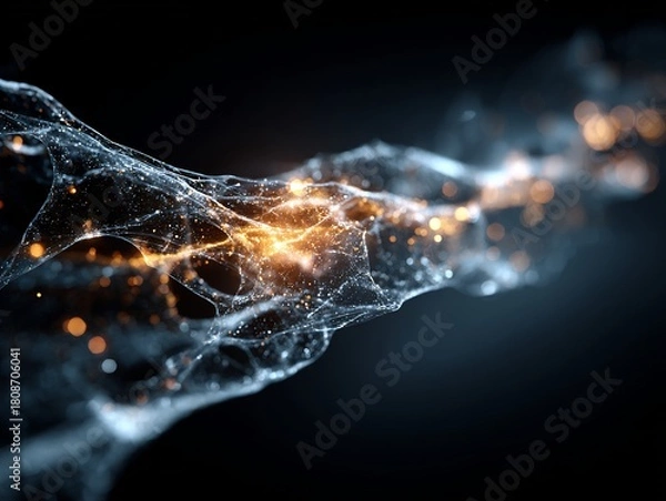 Obraz Cosmic filaments forming web of galaxies abstract 3D space network dark matter structure glowing deep universe background scientific beauty