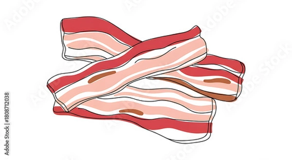 Obraz Crispy bacon strips arranged on white background  