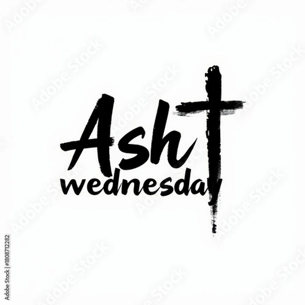 Fototapeta Ash wednesday christian cross and text symbolizing lent
