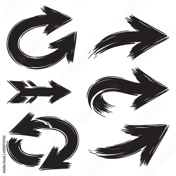 Fototapeta Distressed Brushstroke Arrows Set