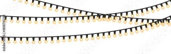 Fototapeta Warm Festive String Lights Garland Isolated on Background