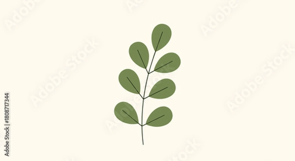 Fototapeta Elegant botanical illustration with lush green leaves, perfect for adding a touch of nature to your designs and bringing a serene, organic vibe