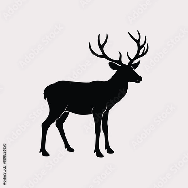 Obraz Majestic elk silhouette on a clean white background