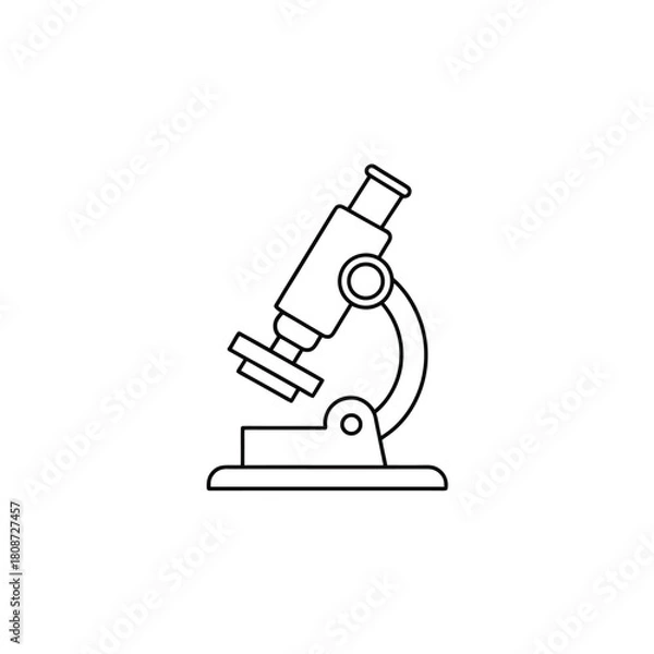 Obraz Scientific microscope line art illustration on a clean white background