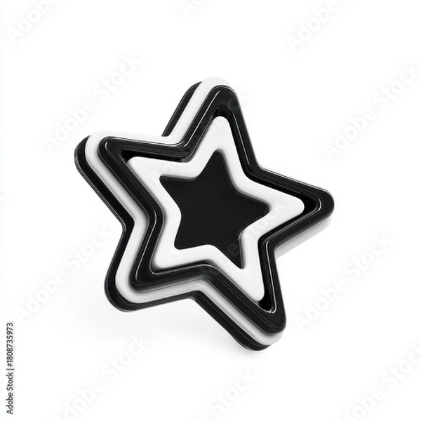 Obraz Abstract Star Shape With Black and White Layers on White Background