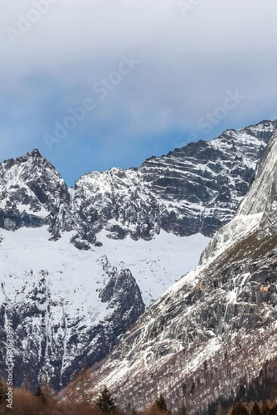 Obraz Majestic Snowcapped Peaks in Sichuan Alpine Wilderness, China