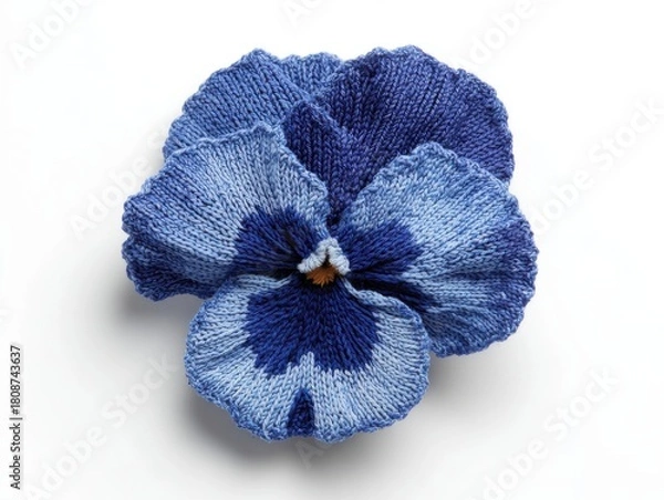 Obraz Close up of a blue beaded pansy flower on white background