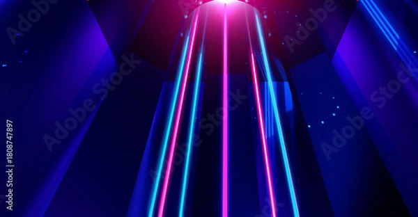 Obraz Dark abstract background. Neon glow background, laser in an empty room.