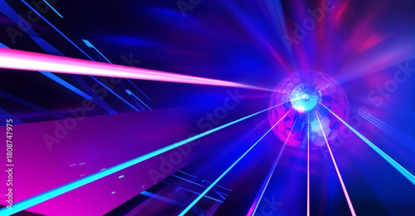 Fototapeta Dark abstract background. Neon glow background, laser in an empty room.