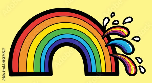 Fototapeta Vibrant Rainbow Arch with Colorful Splashes Illustration.
