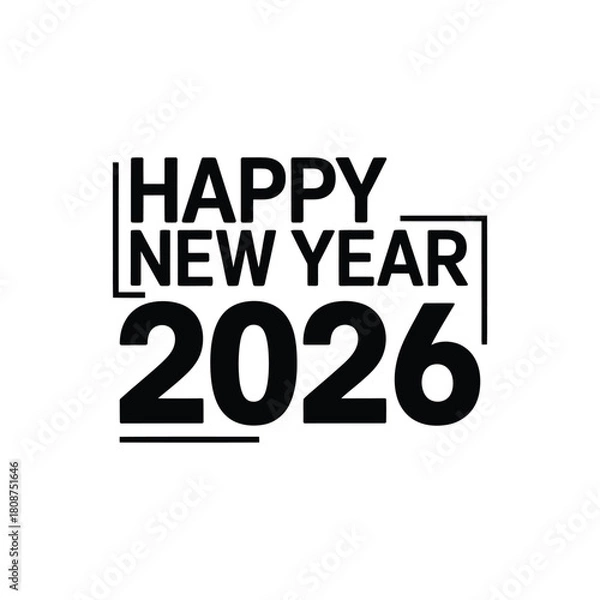 Fototapeta Happy new year 2026 text graphic with bold typography and simple design