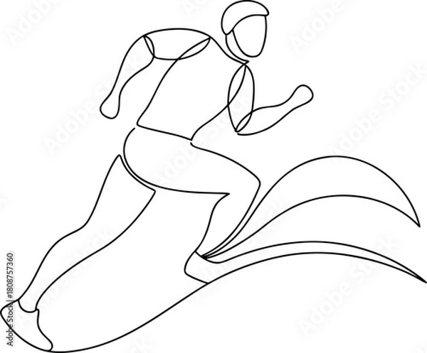 Fototapeta Runner athlete one line drawing continuous illustration
