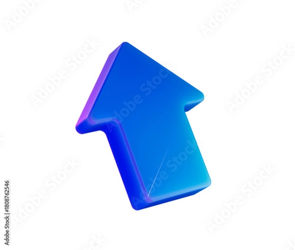 Fototapeta A glowing blue arrow pointing upward, symbolizing progress, direction and growth. 3D Illustration