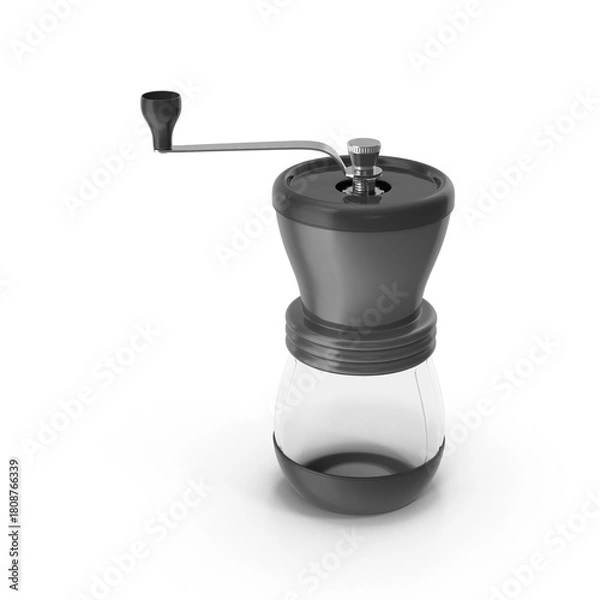 Fototapeta black manual coffee grinder with glass container