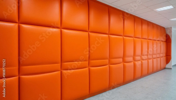 Obraz Orange soft artificial leather wall panel, textured surface background.