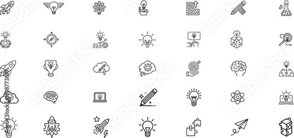 Fototapeta Creative Innovation and Startup Idea Icon Set – Line Style Collection