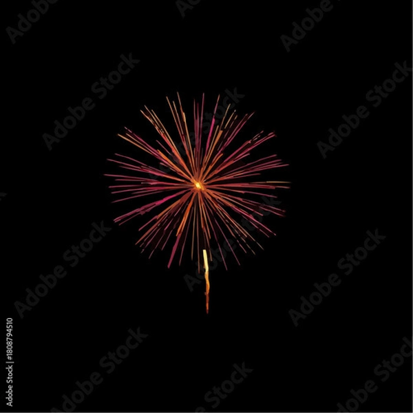 Fototapeta Colorful fireworks burst against black background