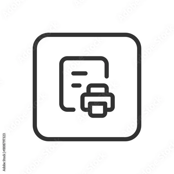 Obraz Office, Work Document Printer line icon – printer with document outline vector for office workflow, print job, document output UI