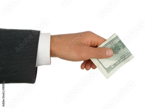Fototapeta businessman’s hand holding one hundred dollar bill