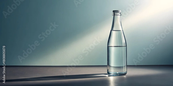 Fototapeta Glass Bottle with Water Illustration – Minimalist Transparency, Shadow Play & Soft Gradient for Wellness & Design